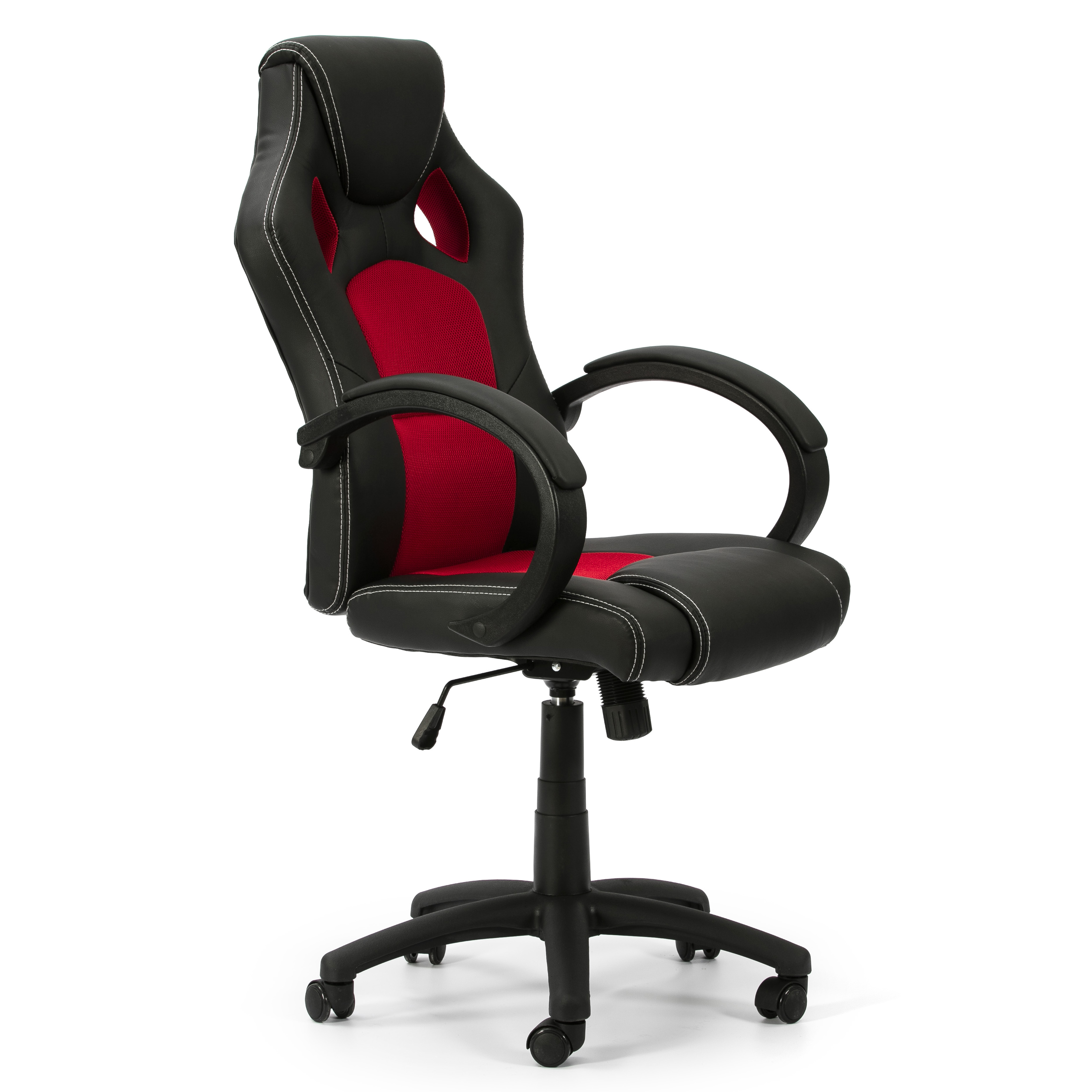 Sillón de oficina elevable y reclinable hamilton, color negro/rojo