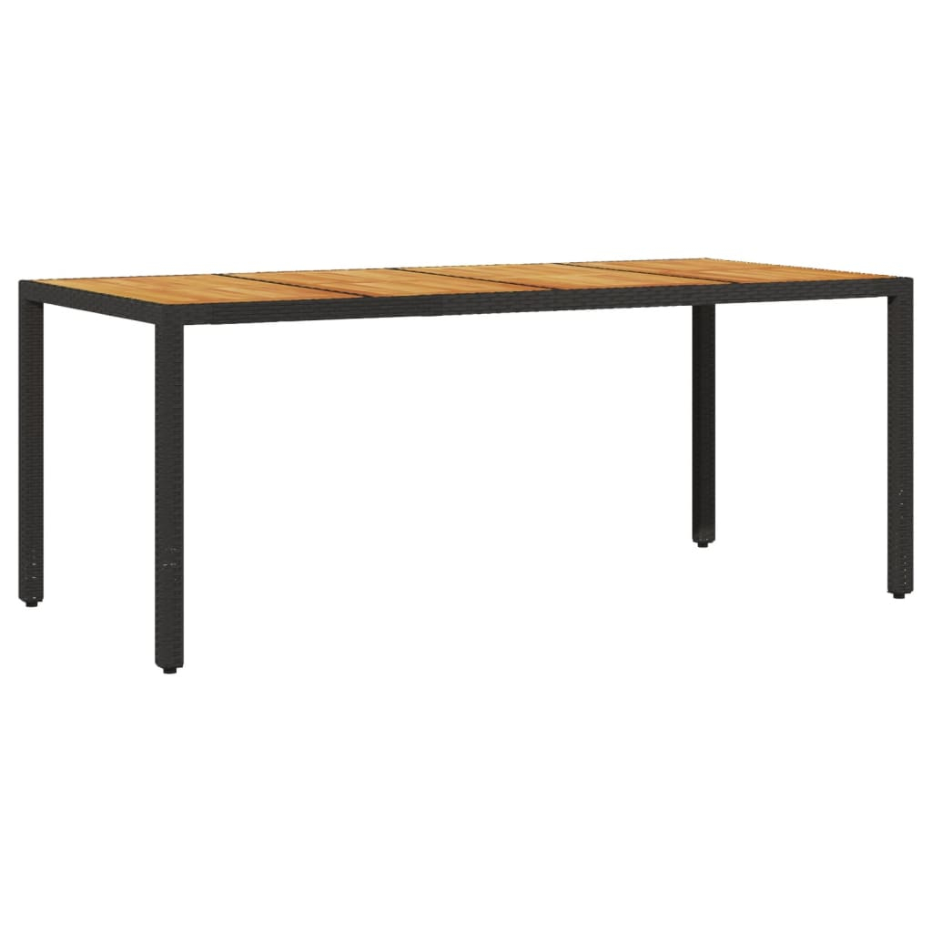 vidaXL mesa de jardín superficie madera acacia ratán negro 190x90x75cm