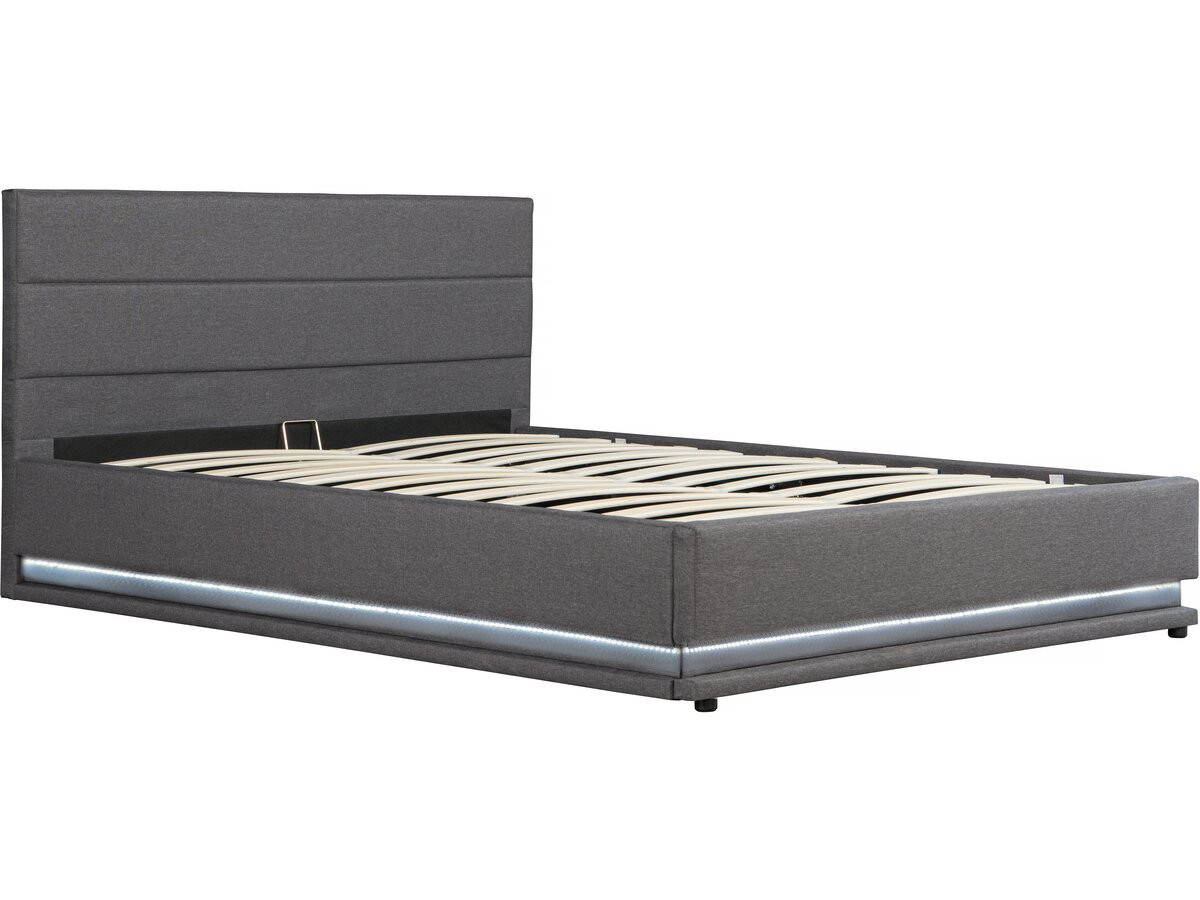 Cama con LED "anastasia"- 160 x 200 cm - gris oscuro