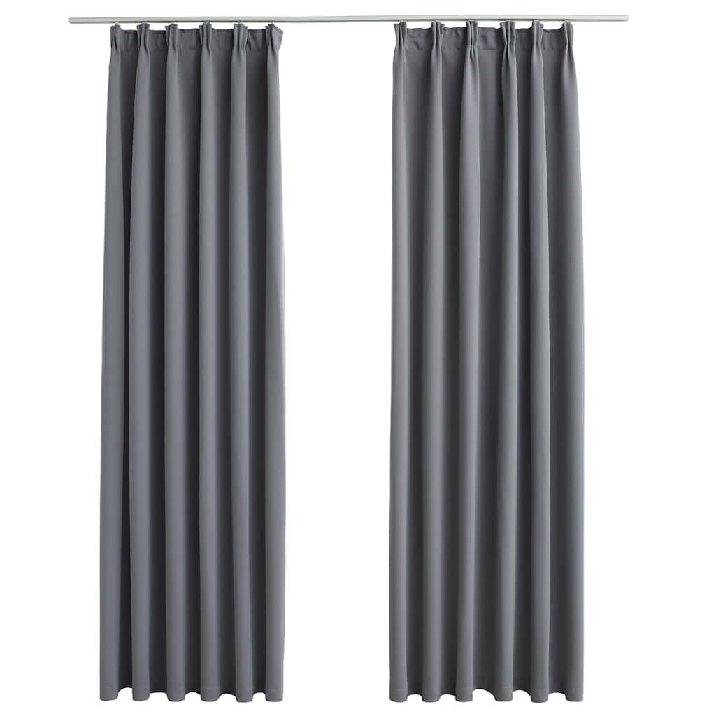 vidaXL cortinas opacas con ganchos 2 unidades gris 140x175 cm