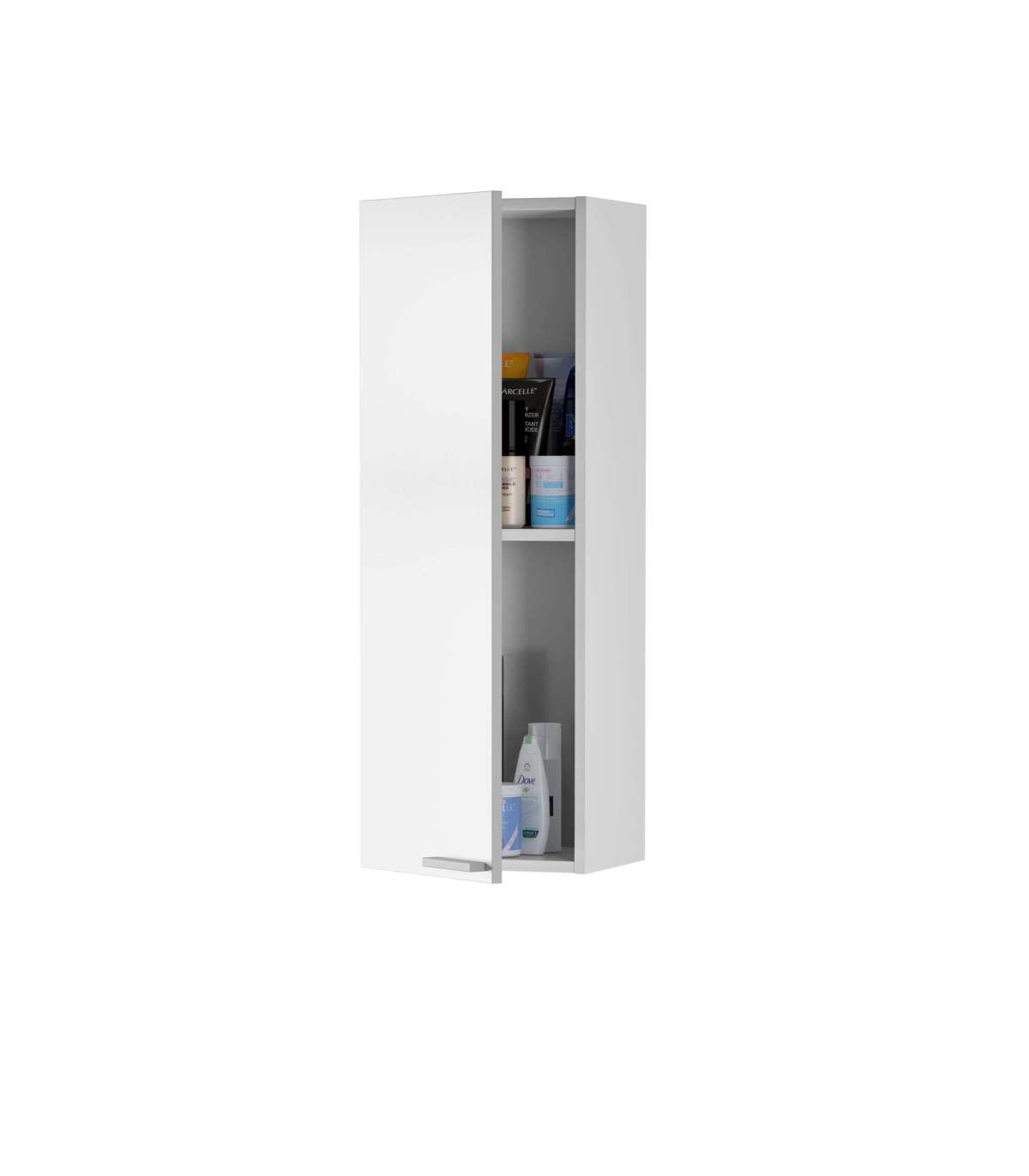 Columna suspendida para baño con puerta reversible y estante