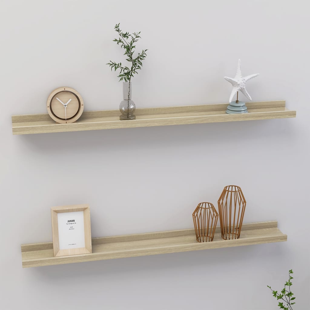 Estantes de pared 2 unidades roble sonoma 80x9x3 cm
