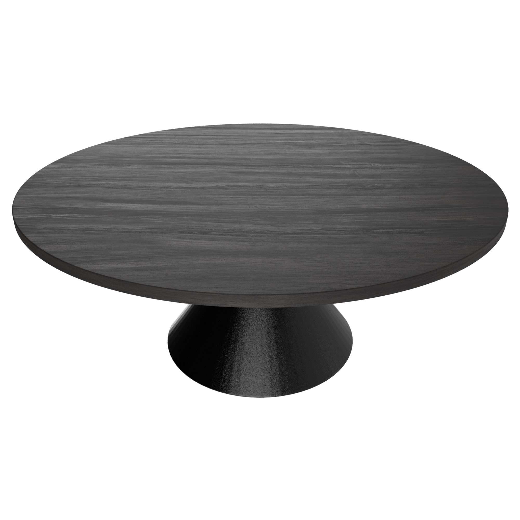 Graal negro - mesa ø120 cm base metal negro y tapa madera laminada negra