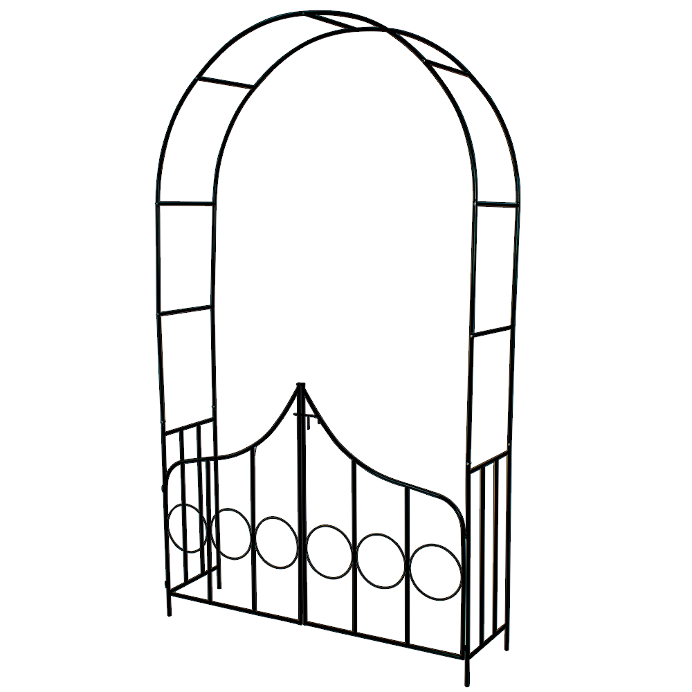 Arco de jardín de acero y cerradura resistente 140x40x240 cm verde