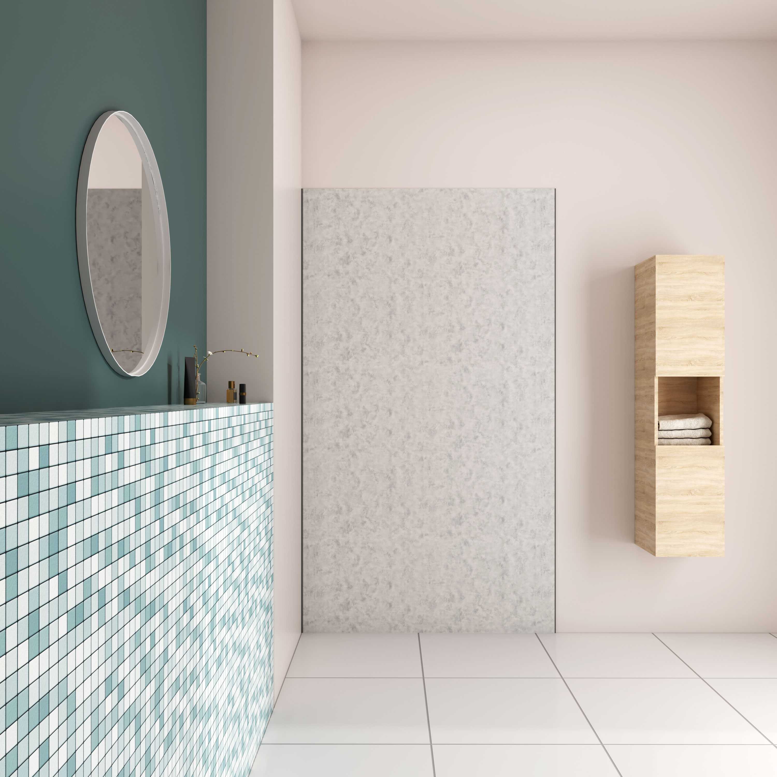 Panel de pared para ducha en aluminio,color de hormigón gris,90x210cm