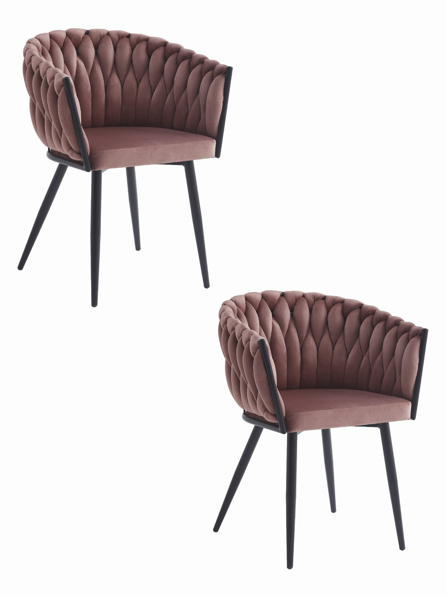 Silla valora mayan, terciopelo rosa oscuro, patas negras (x2)