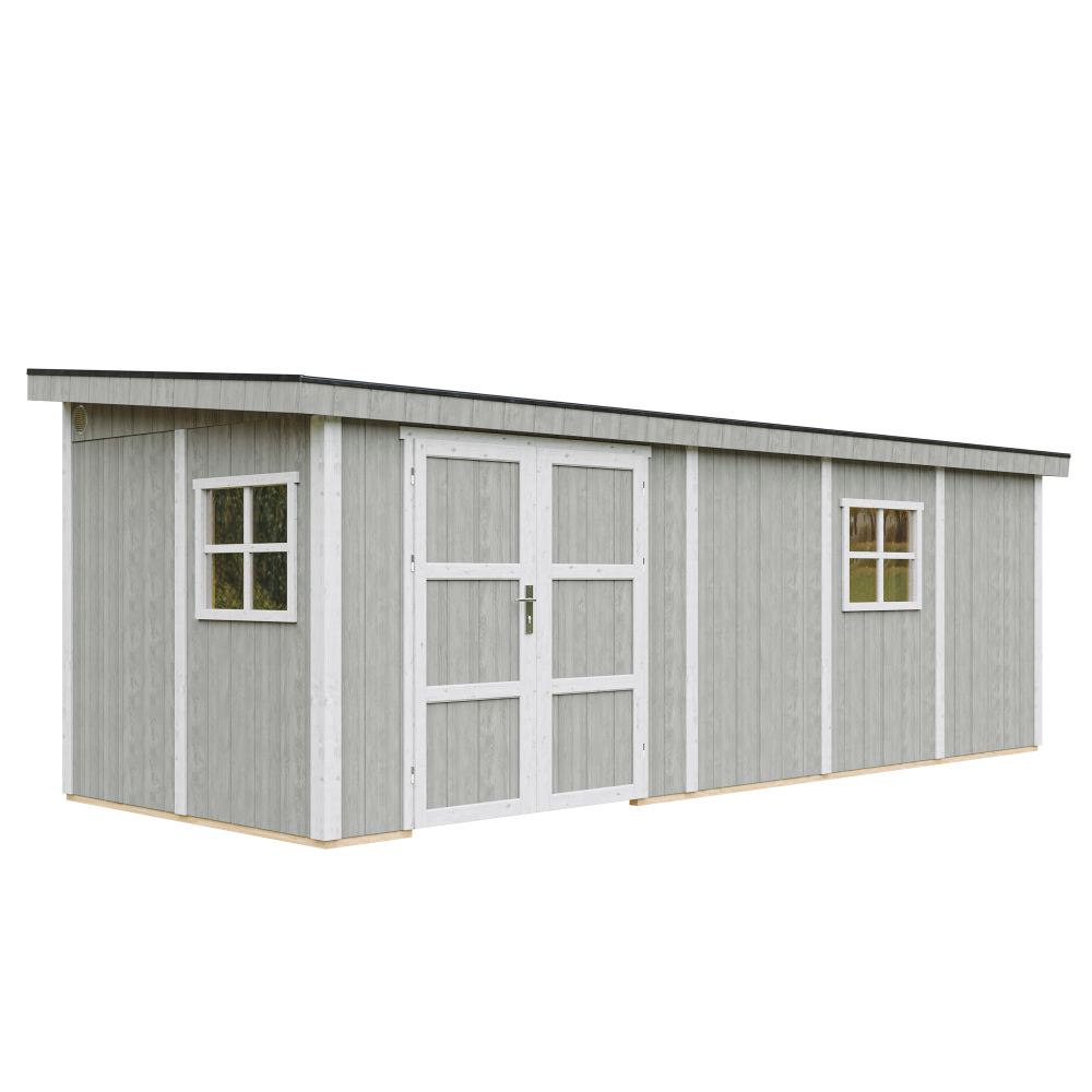 Caseta de jardín Timbela m941b-tundra grey, 14,3 m², premium, sin suelo
