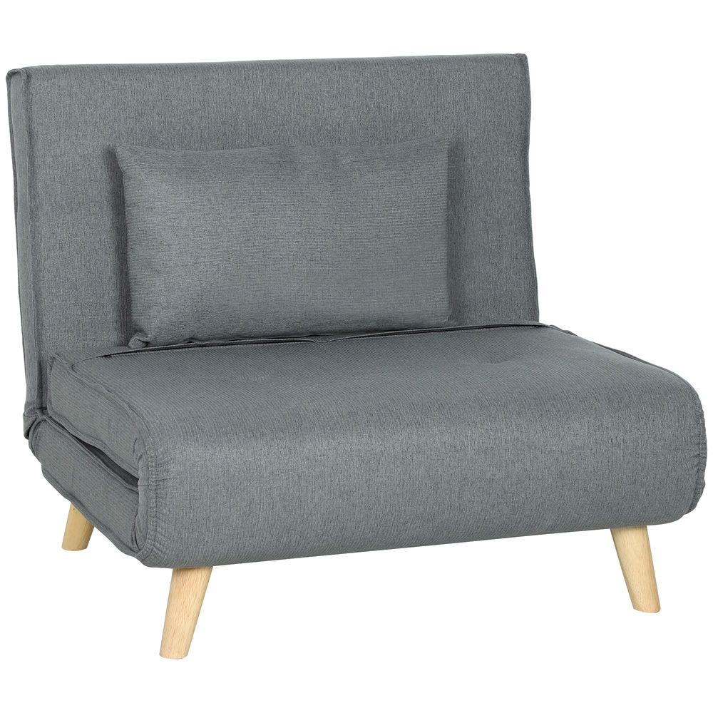 Sillón cama 90x78x79 cm lino sintético color gris Homcom