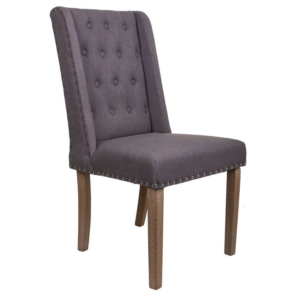 Silla de madera tapizada gris 53x53x48/102