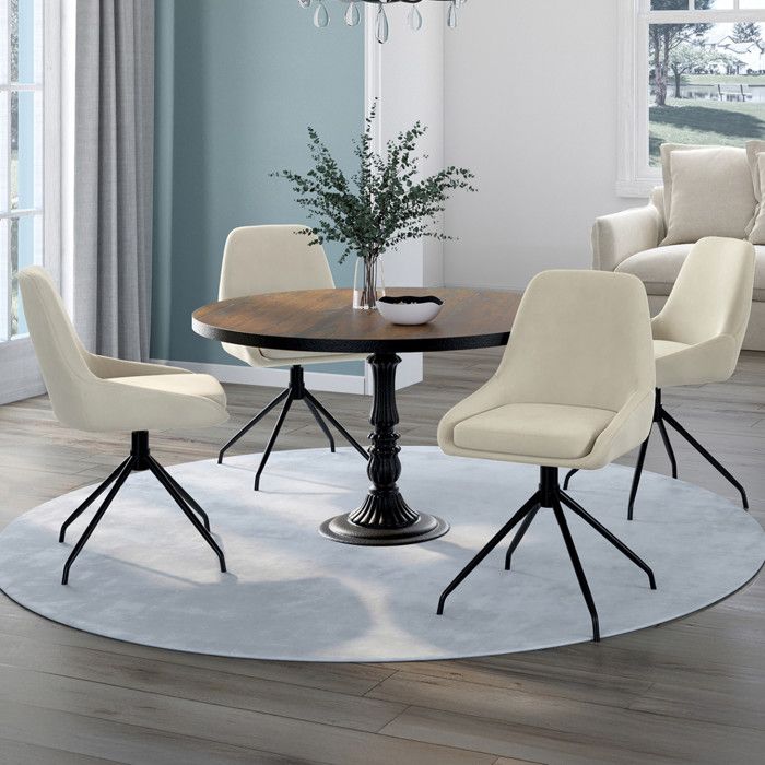 Sillas giratorias de terciopelo beige - lote de 4 - 79 cm