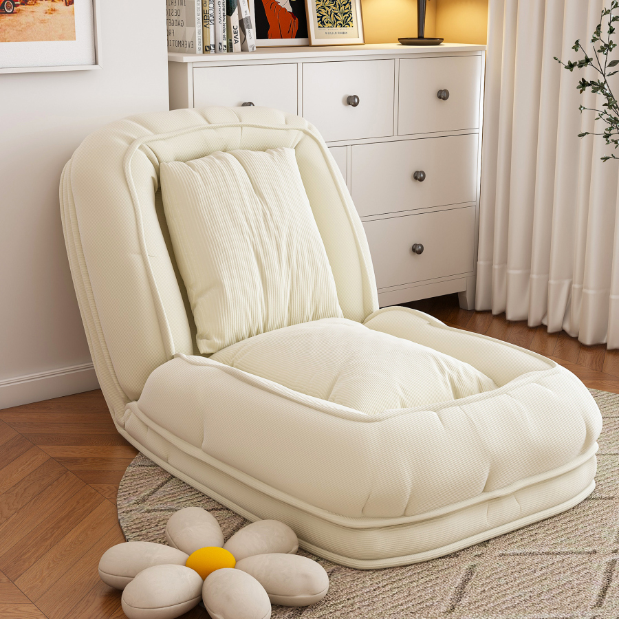 Sofá cama plegable ergonómico 5 posiciones off white 1 plaza