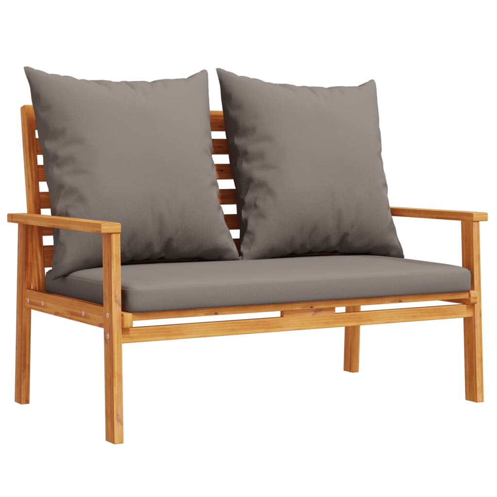 vidaXL banco sofá de jardín con cojines madera maciza de acacia 120 cm