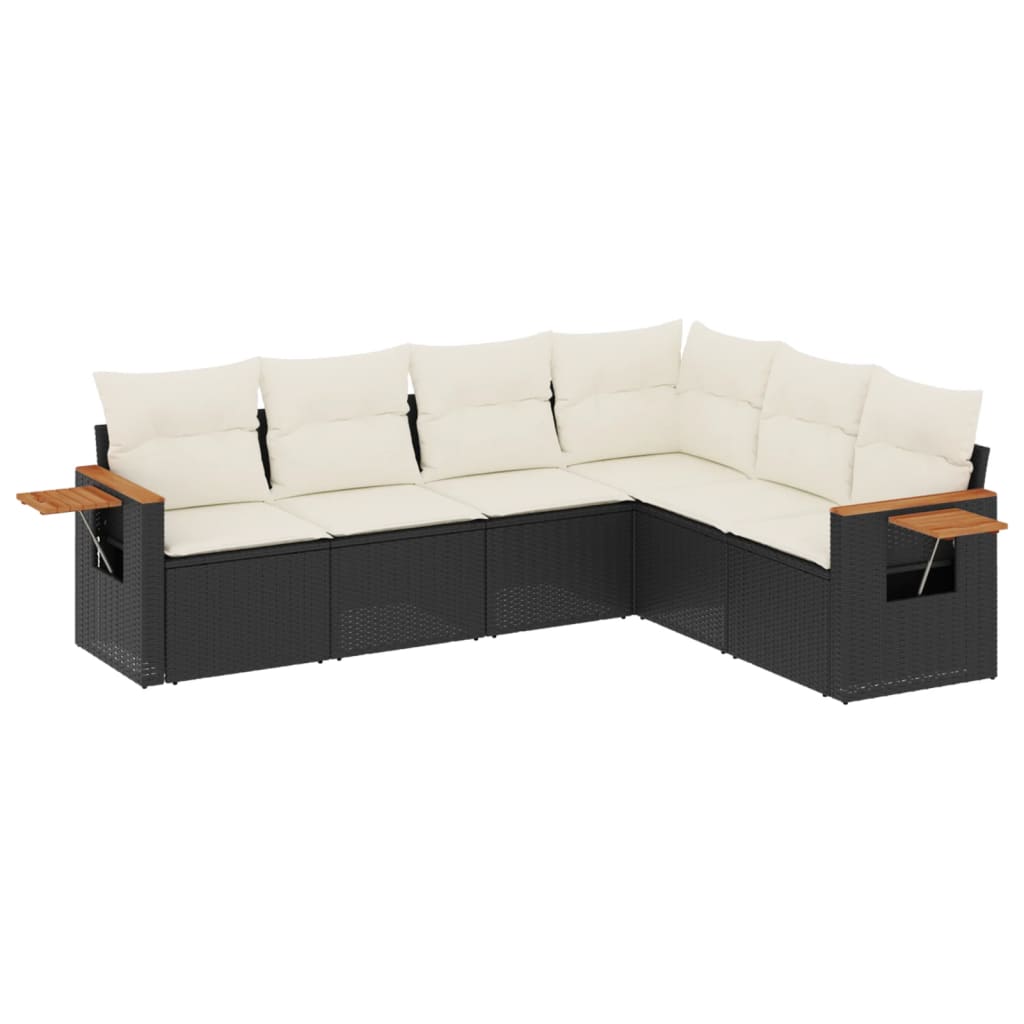 vidaXL set de sofás de jardín 6 piezas y cojines ratán sintético negro