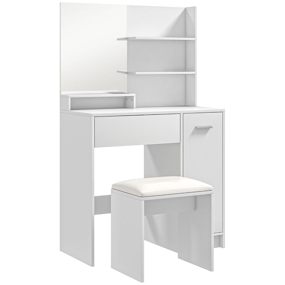 Tocador de maquillaje 80x40x132 cm color blanco Homcom