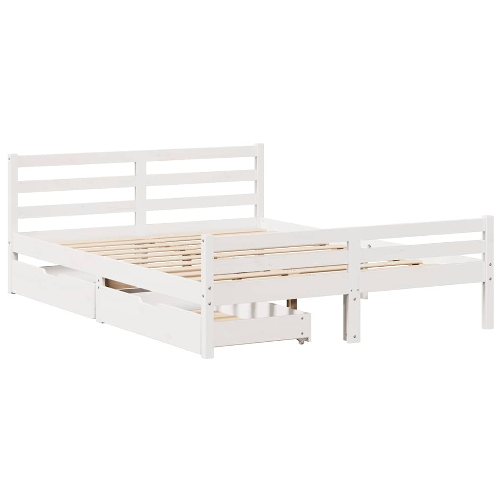 vidaXL estructura de cama sin colchón madera de pino blanco 135x190 cm