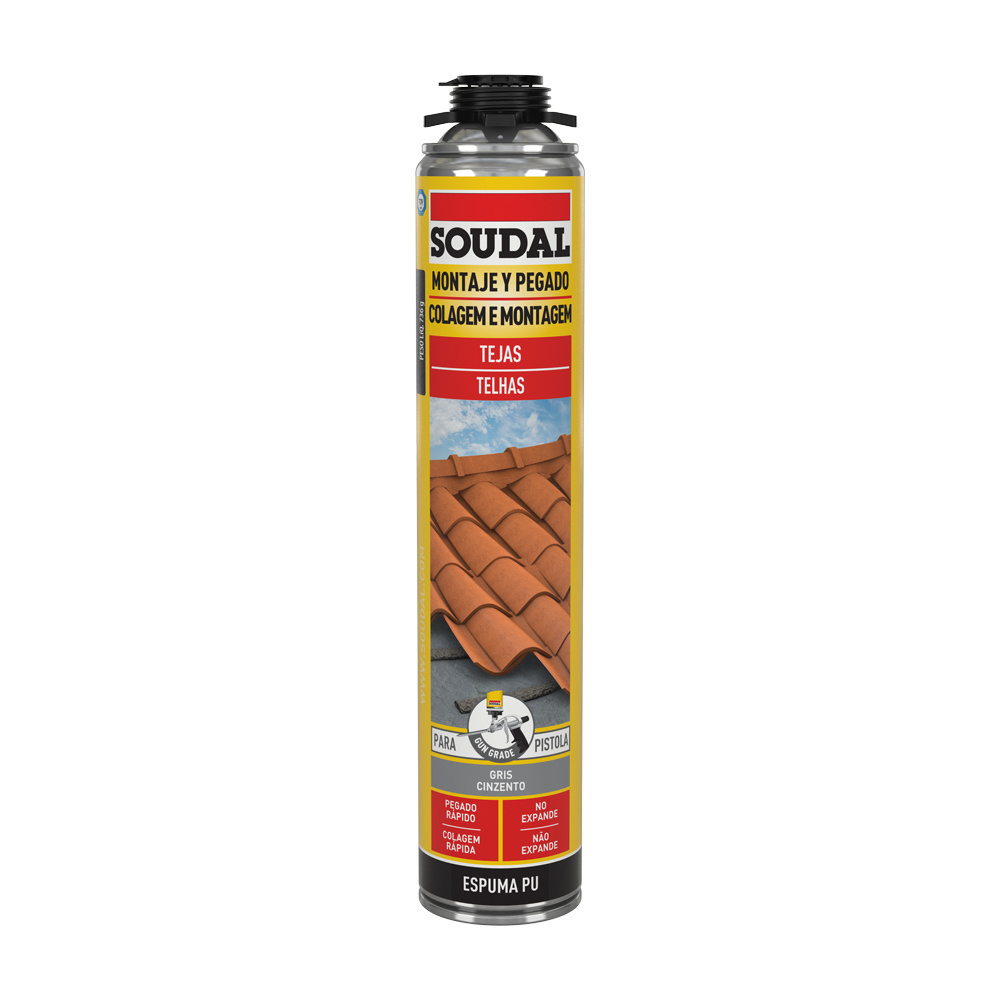Espuma de poliuretano especial tejas con pistola soudal 750 ml