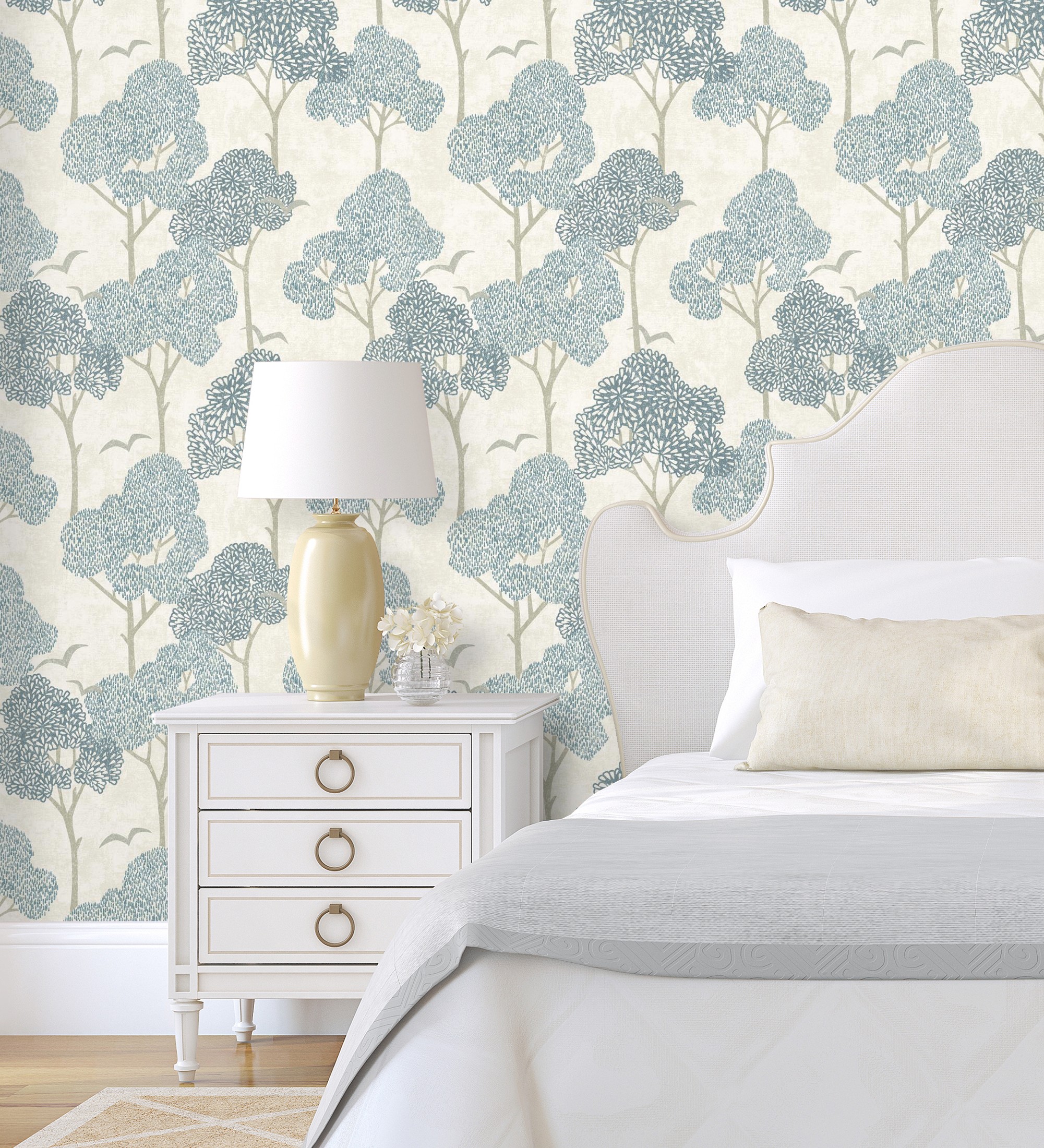 Papel pintado gaulan de árboles azules y pájaros con 5.23m²