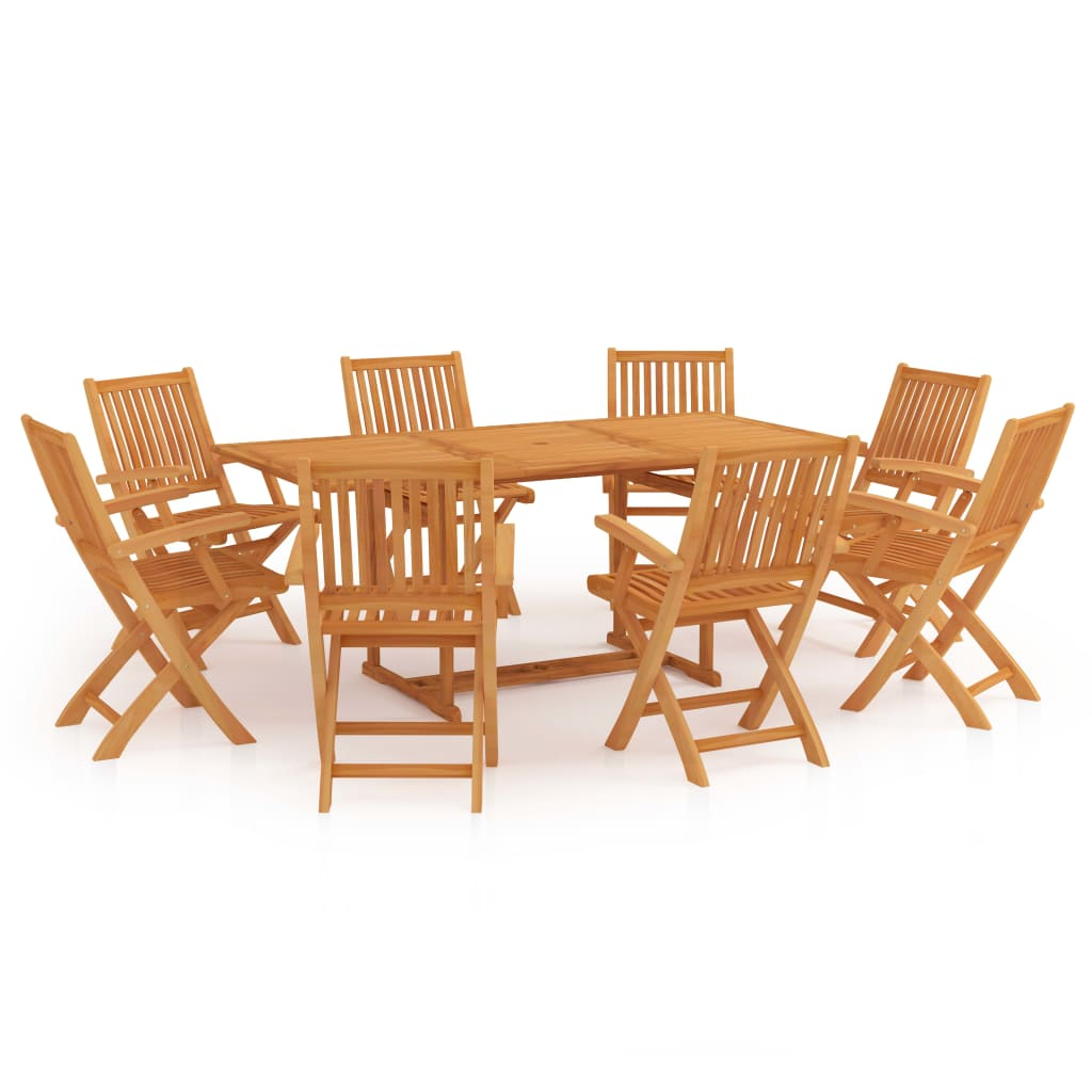 vidaXL conjunto de comedor de jardín 9 piezas madera maciza de teca