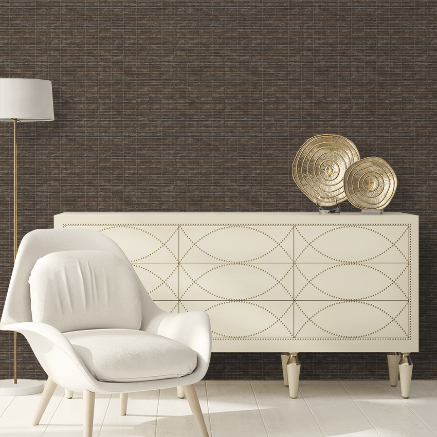 Papel pintado tnt textura cosido ondulante marron