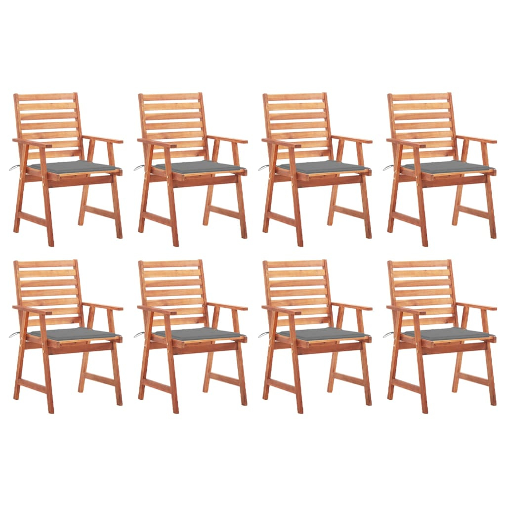 vidaXL sillas comedor de jardín y cojines 8 uds madera maciza acacia