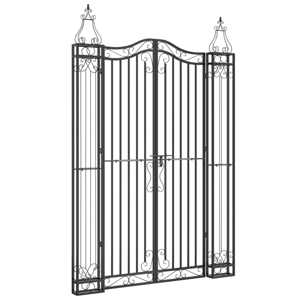 vidaXL puerta de jardín de hierro forjado negro 121x8x180 cm