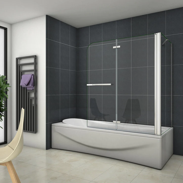Aica mampara de bañera plegable,6mm,cromado,(99.3-101.3)x(67.8-69.8)x140cm