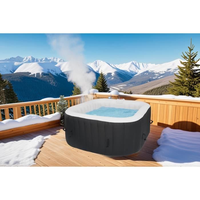 Kit todo incluido spa y accesorios: spa hinchable cuadrado para 4 personas
