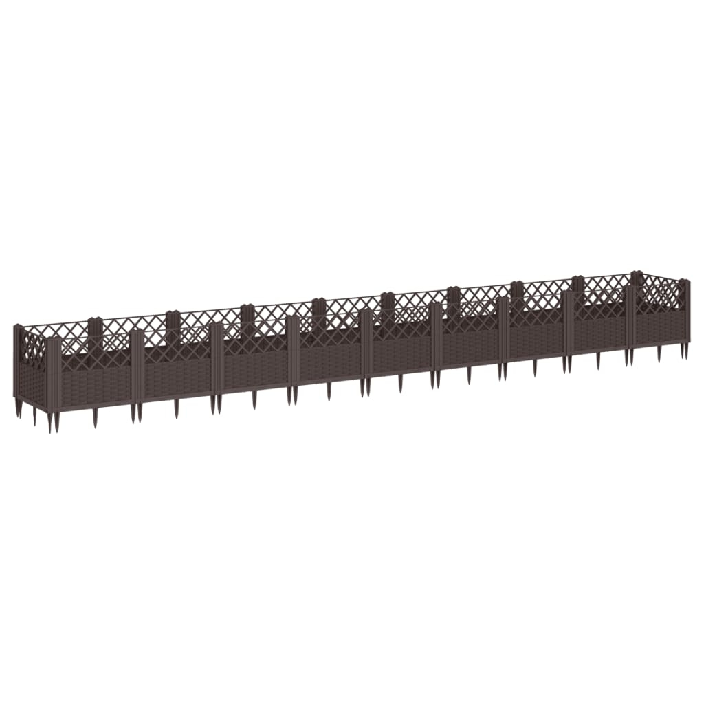 vidaXL jardinera con clavijas pp marrón 363,5x43,5x43,5 cm