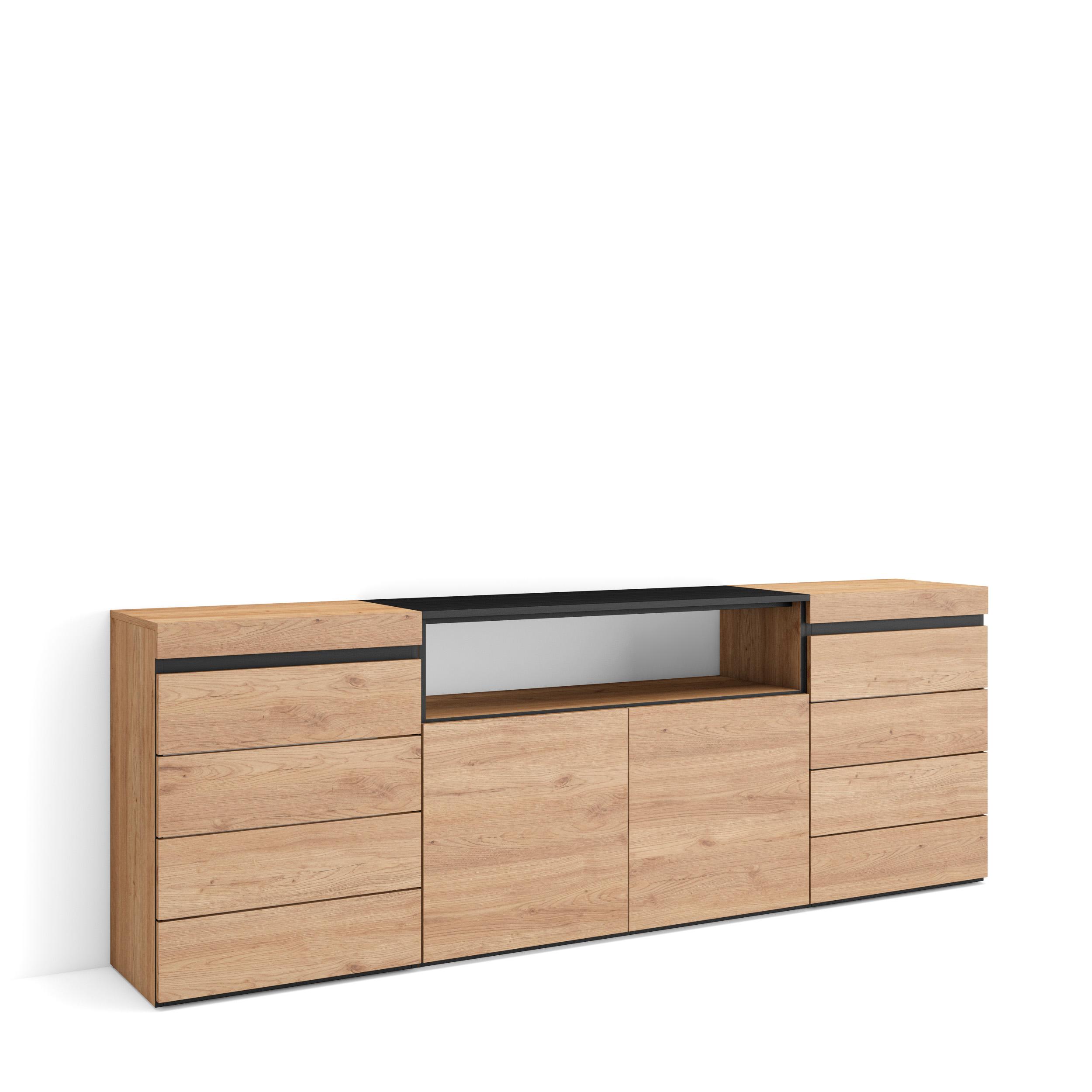 Cómoda, cajonera, 214x75x35 cm, roble rf3436