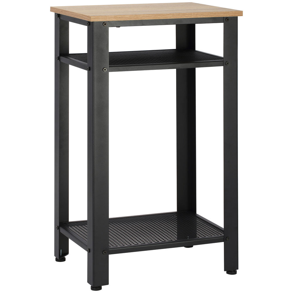 Mesa auxiliar 45x35x75 cm metal y aglomerado de madera bicolor Homcom
