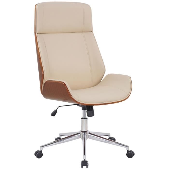 Silla de oficina regulable - polipiel - nogal crema