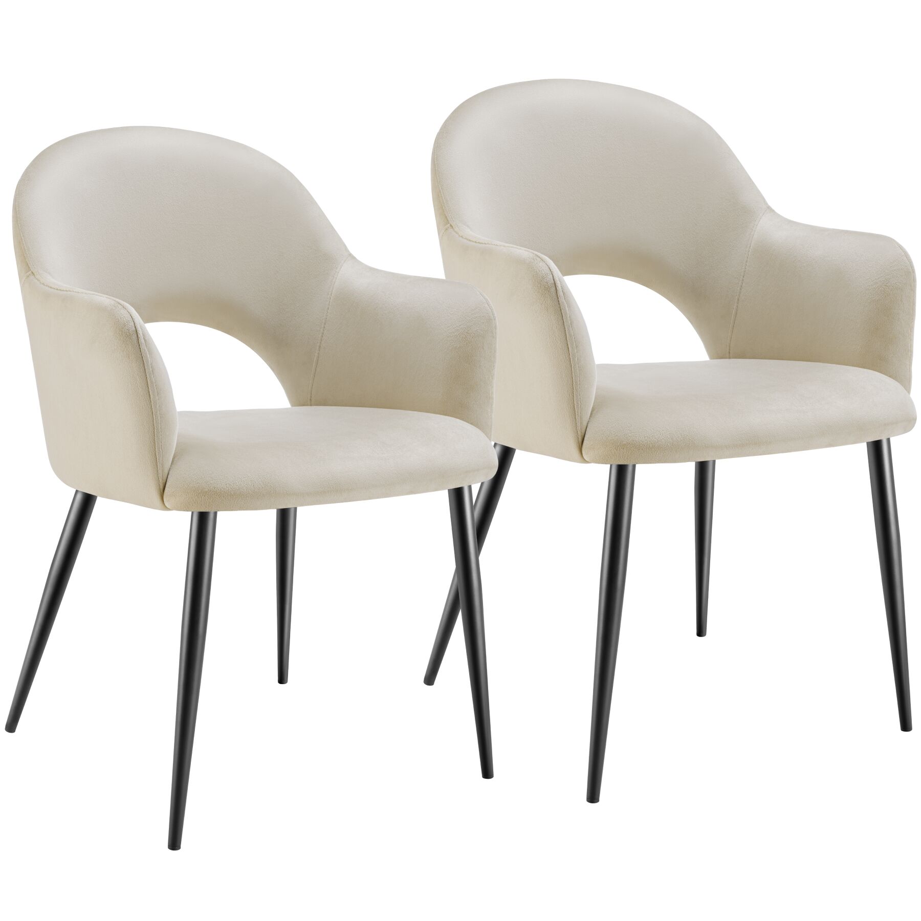 2 sillas de comedor aspecto terciopelo 57 x 61,5 x 87,5 cm crema