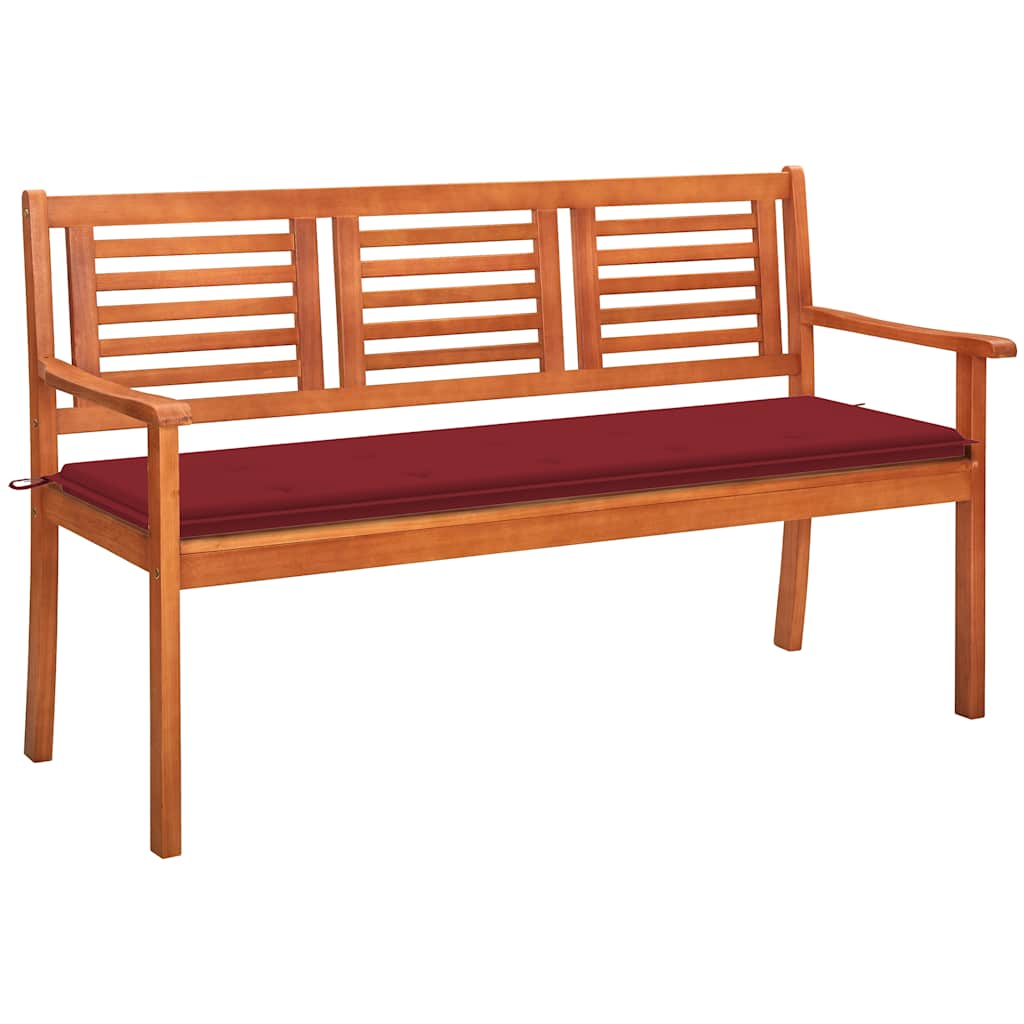 Banco de jardín 3 plazas madera maciza eucalipto y cojín 150 cm joy336495