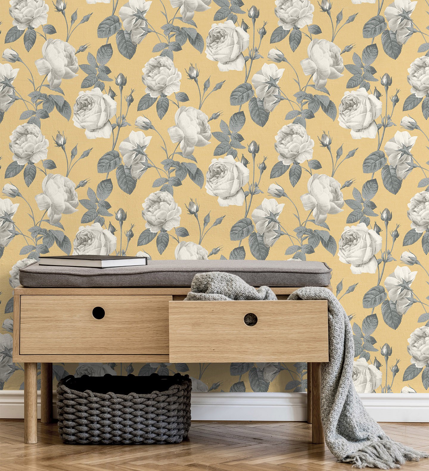 Papel pintado gaulan lavable de flores románticas vintage 5.23m²