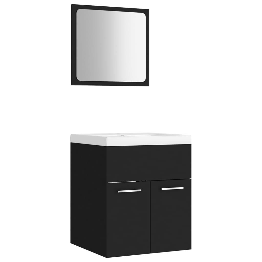 vidaXL juego de muebles de baño madera de ingeniería negro