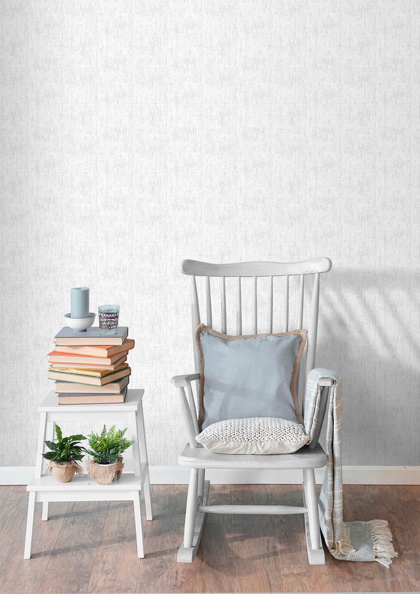 Papel pintado tnt liso con textura lienzo blanca