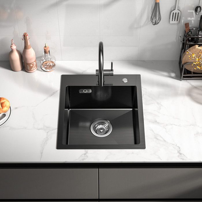Fregadero de cocina gris oscuro de inox - 1 cubículo con conjunto