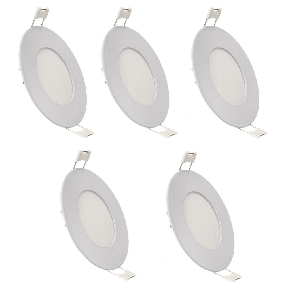 Pack x5 downlight LED empotrable 12v, 3w, luz neutra 4200k. Marco blanco