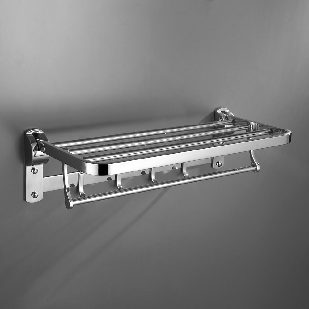 Kibath toallero horizontal abatible de 55 cm cromo brillo de acero inox.