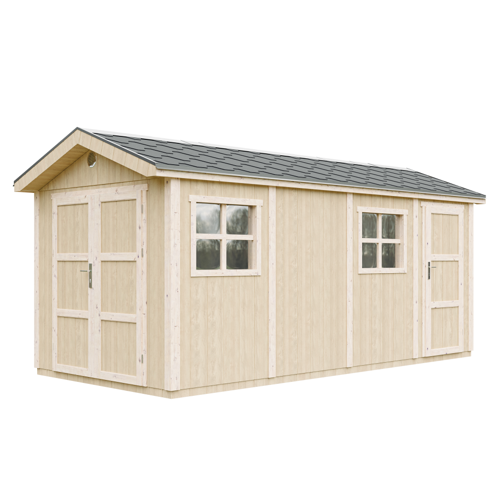 Caseta de jardín Timbela m915c, 8,52 + 2,95 m², premium, con suelo
