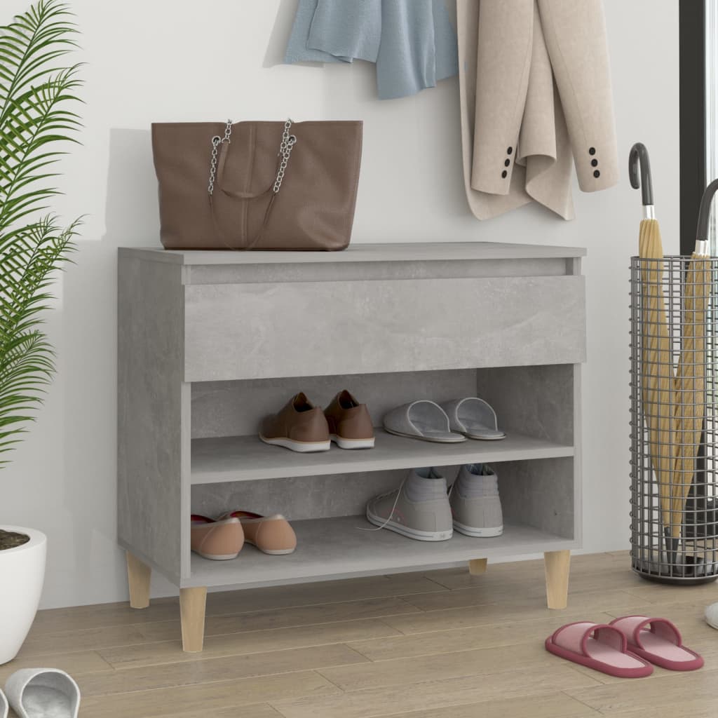 Mueble zapatero madera contrachapada gris hormigón 70x36x60 cm esxt1177