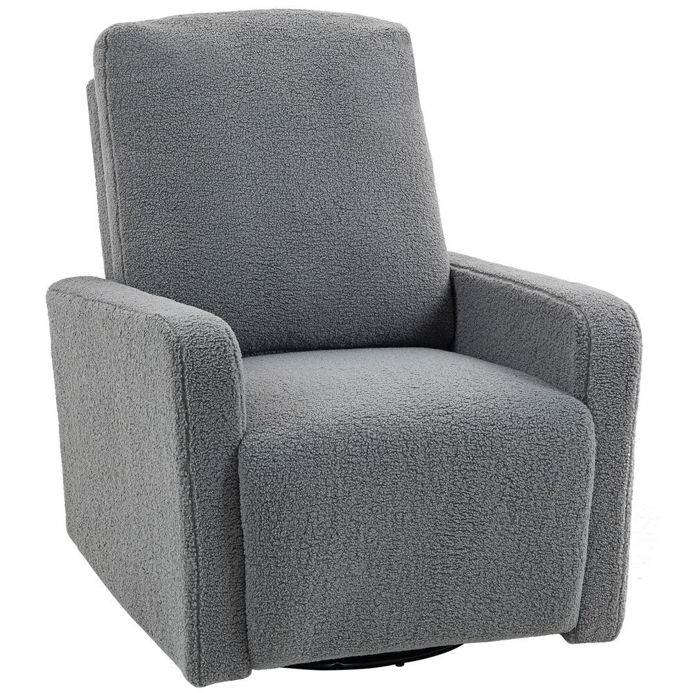 Sillón reclinable 76x94x100 cm borreguito, espuma color gris Homcom