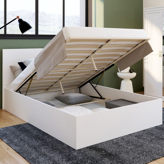 Cama con arcón doble blanca seaside 140 x 190 cm