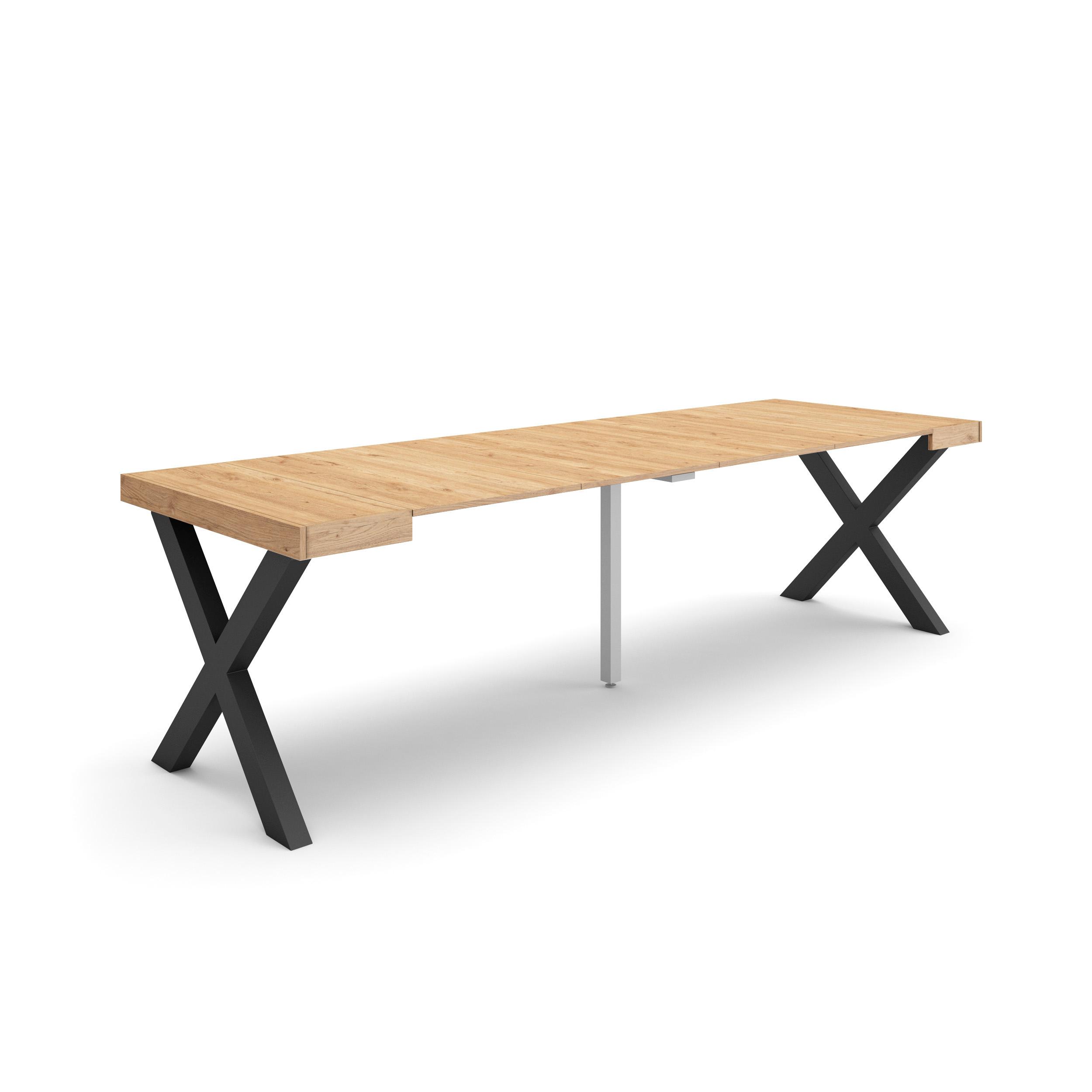 Mesa consola extensible, 58/262x90x73cm, roble, patas madera maciza rf2801
