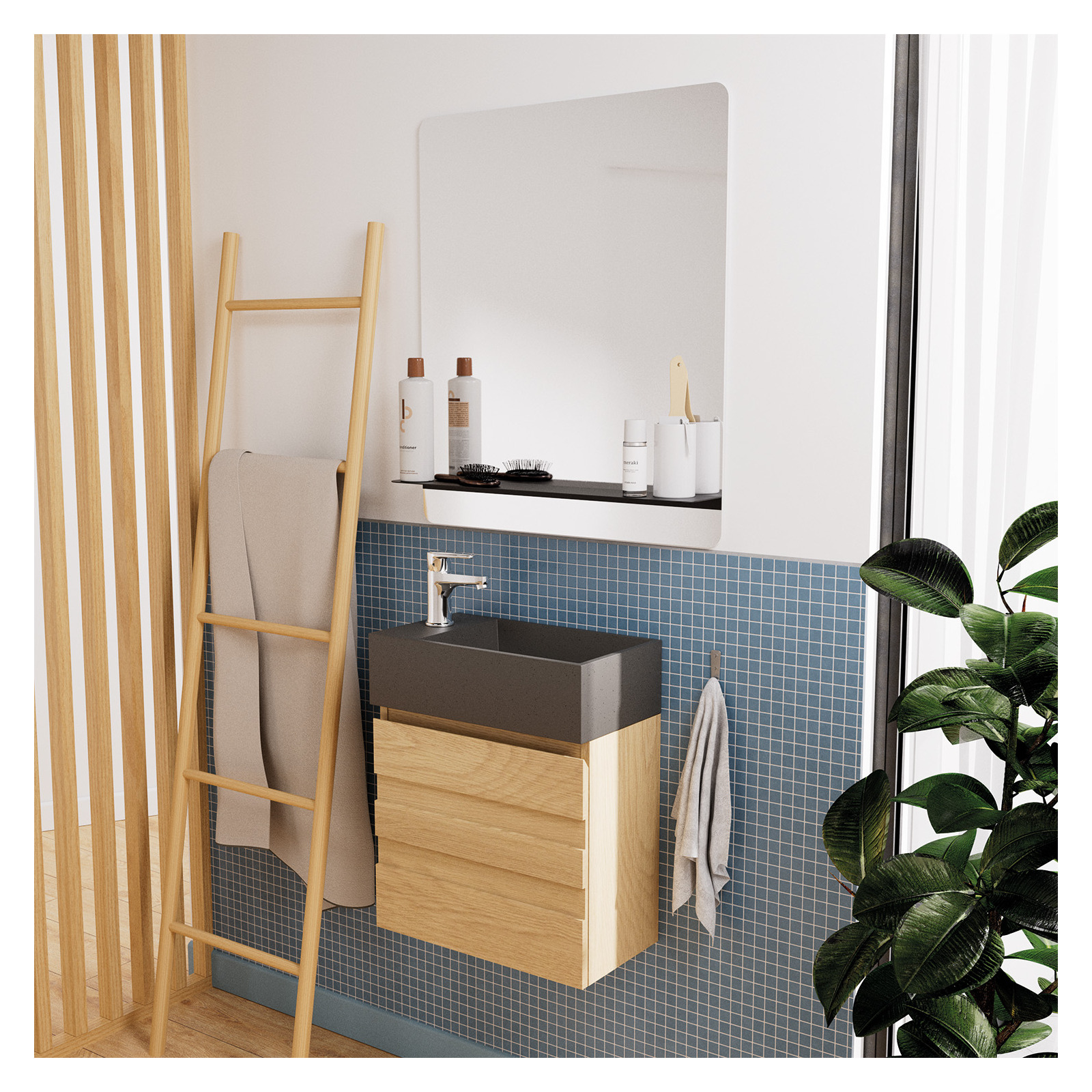Lavabo sobreponer 44,2 x h.12 cm gris cala
