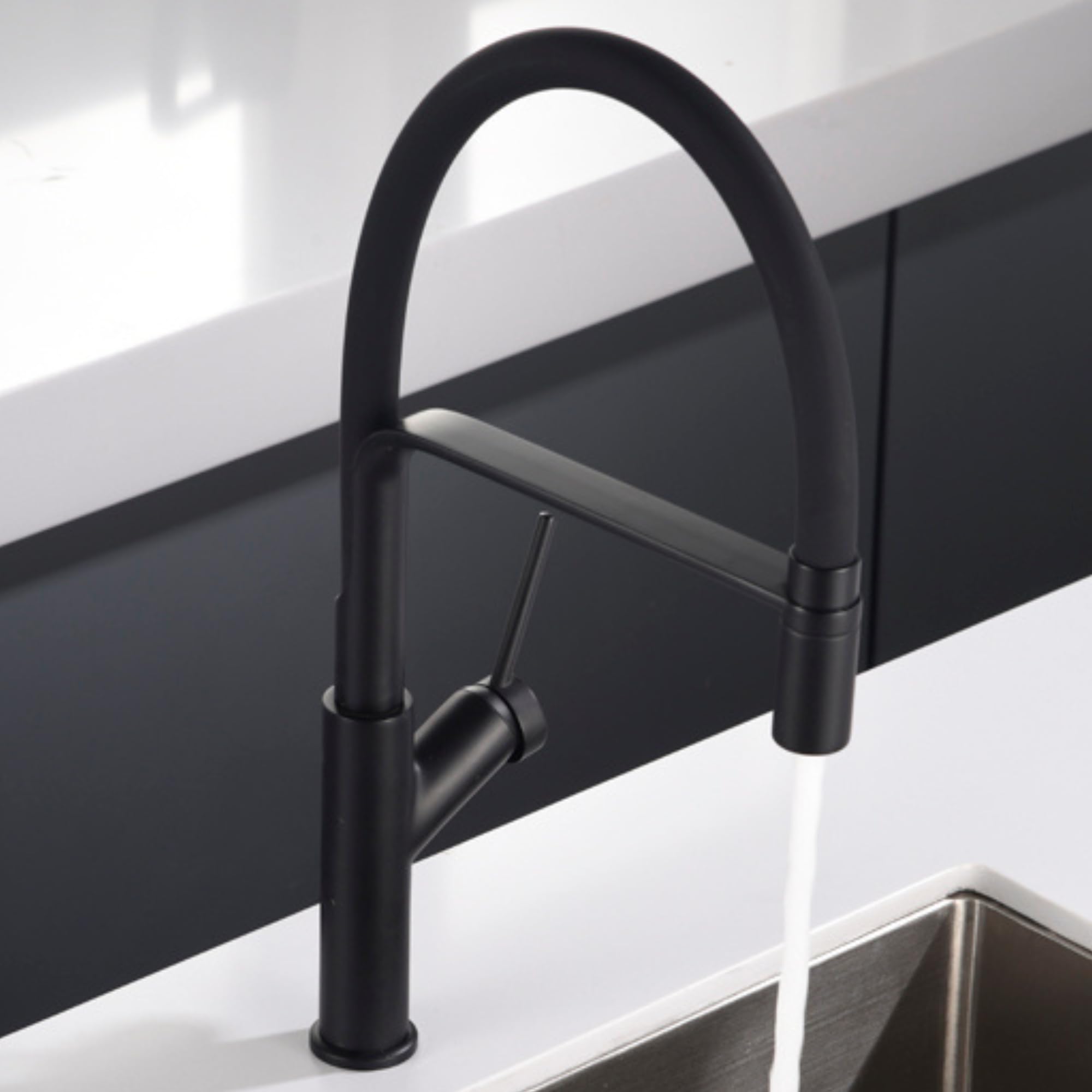 Imex - grifo monomando de cocina extraíble negro serie sena