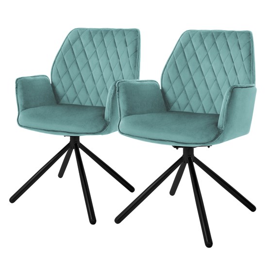 Set 2x sillas de comedor de terciopelo verde salvia asiento giratorio