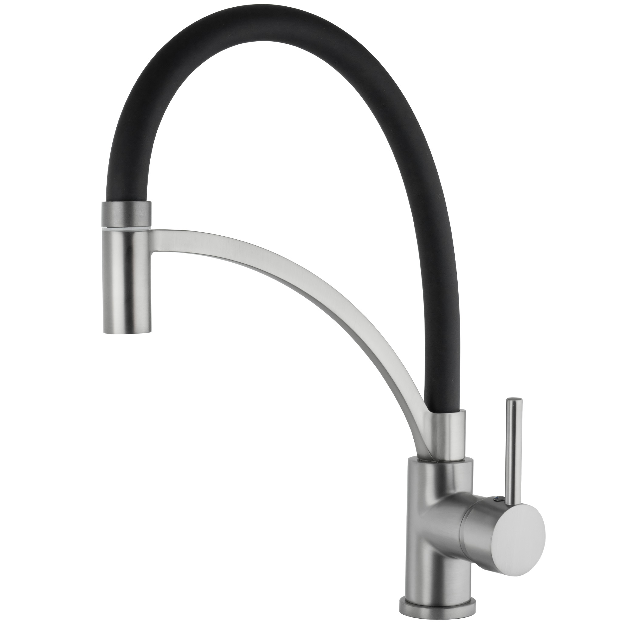 Valaz grifo cocina con caño flexible y giratorio monomando gun metal