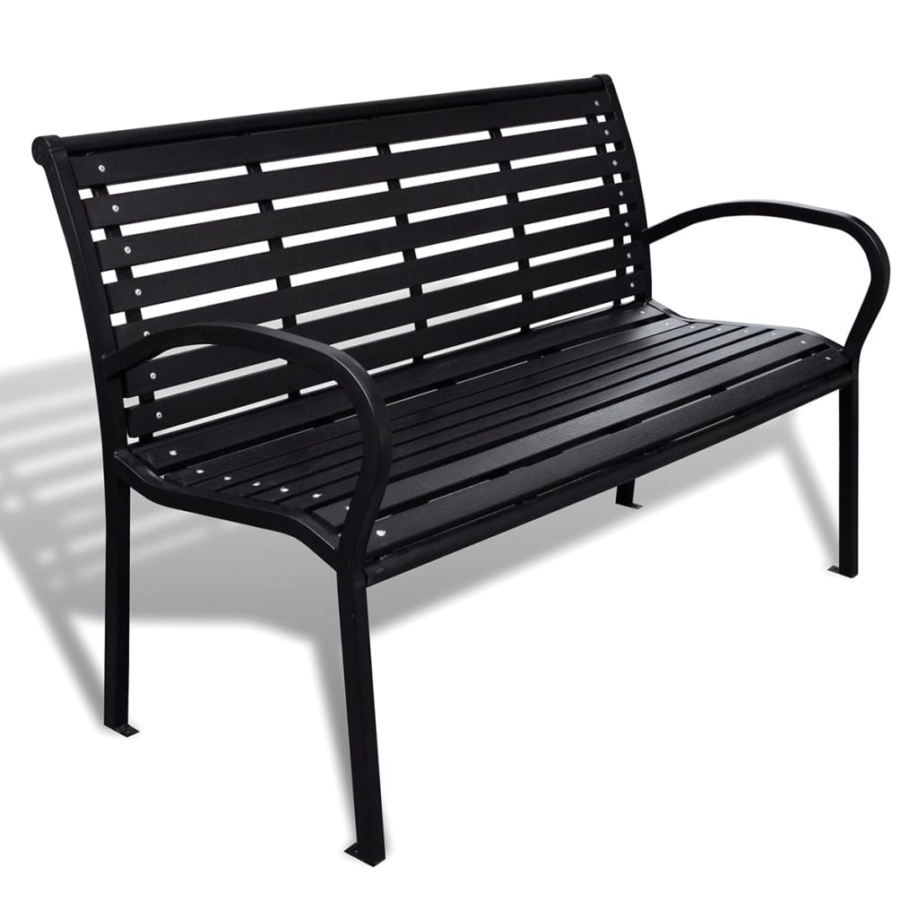 Banco de jardín acero y wpc negro 125 cm es5224