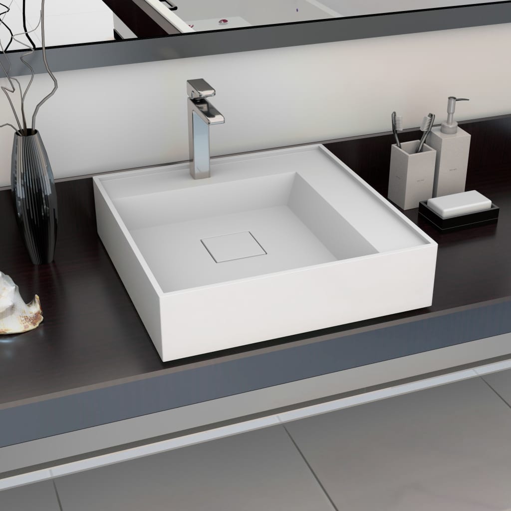 Lavabo 50x50x12,3 cm resina mineral/mármol blanco es4680